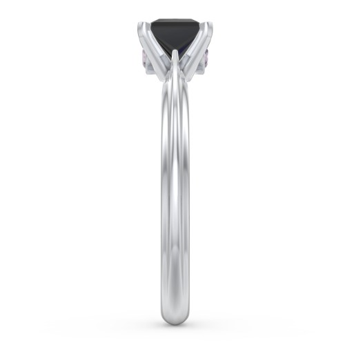 1/2 ct. Princess Gemstone Peek-A-Boo Engagement Ring with Ridged Band