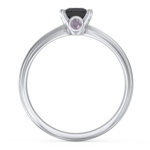 1/2 ct. Princess Gemstone Peek-A-Boo Engagement Ring with Ridged Band