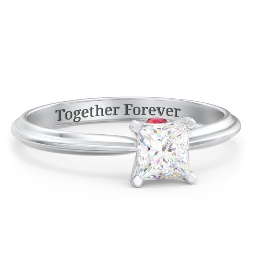 1/2 ct. Princess Gemstone Peek-A-Boo Engagement Ring with Ridged Band