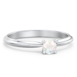1/4 ct. Round Gemstone Engagement Ring with Ridged Band