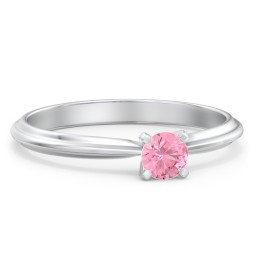 1/4 ct. Round Gemstone Engagement Ring with Ridged Band