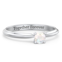 1/4 ct. Round Gemstone Engagement Ring with Ridged Band