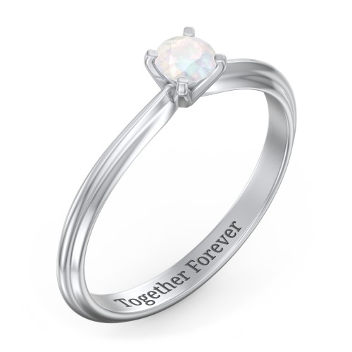 1/4 ct. Round Gemstone Engagement Ring with Ridged Band