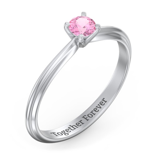 1/4 ct. Round Gemstone Engagement Ring with Ridged Band
