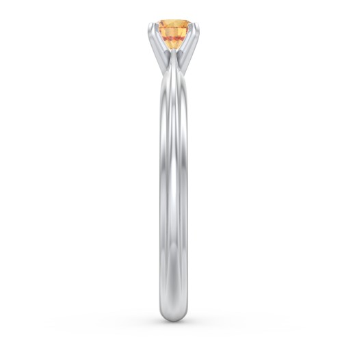1/4 ct. Round Gemstone Engagement Ring with Ridged Band