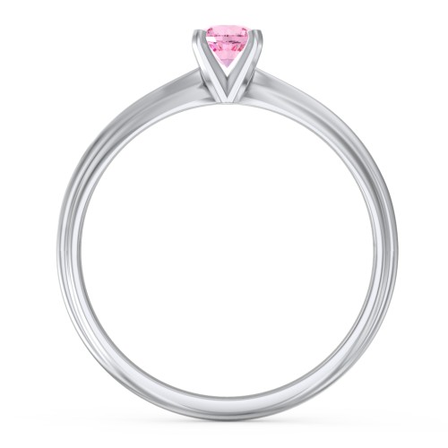 1/4 ct. Round Gemstone Engagement Ring with Ridged Band