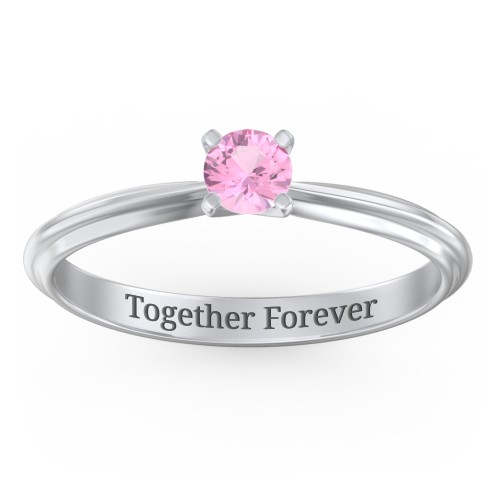 1/4 ct. Round Gemstone Engagement Ring with Ridged Band