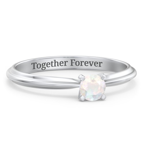 1/4 ct. Round Gemstone Engagement Ring with Ridged Band