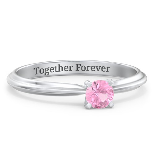 1/4 ct. Round Gemstone Engagement Ring with Ridged Band