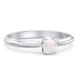 1/4 ct. Round Gemstone Peek-A-Boo Engagement Ring with Ridged Band