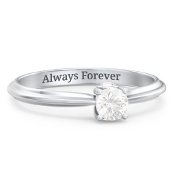 1/4 ct. Round Gemstone Peek-A-Boo Engagement Ring with Ridged Band