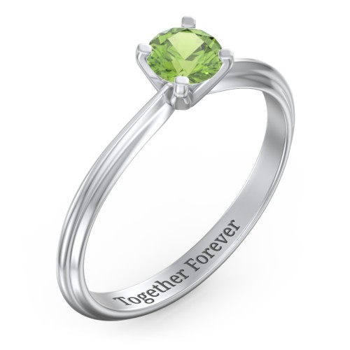 1/2 ct. Round Gemstone Engagement Ring with Ridged Band
