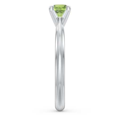 1/2 ct. Round Gemstone Engagement Ring with Ridged Band