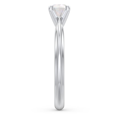 1/2 ct. Round Gemstone Engagement Ring with Ridged Band