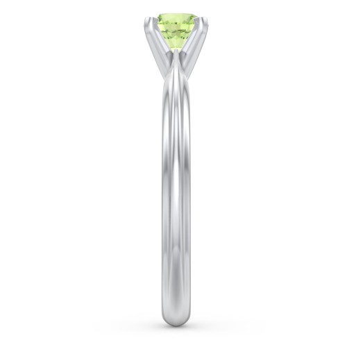 1/2 ct. Round Gemstone Engagement Ring with Ridged Band – Sterling Silver with Peridot