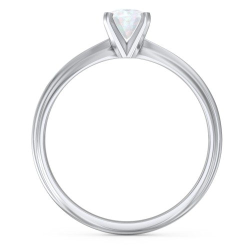 1/2 ct. Round Gemstone Engagement Ring with Ridged Band