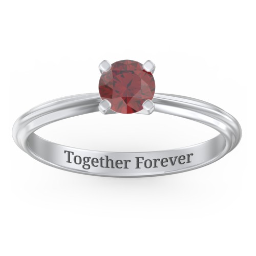 1/2 ct. Round Gemstone Engagement Ring with Ridged Band