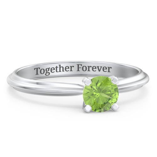 1/2 ct. Round Gemstone Engagement Ring with Ridged Band