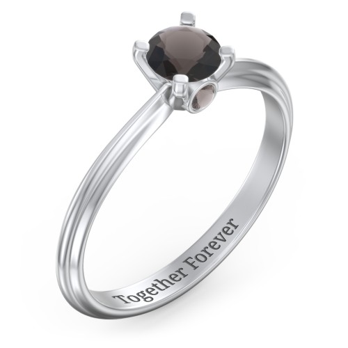 1/2 ct. Round Gemstone Peek-A-Boo Engagement Ring with Ridged Band