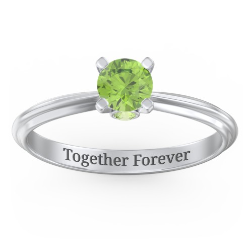 1/2 ct. Round Gemstone Peek-A-Boo Engagement Ring with Ridged Band