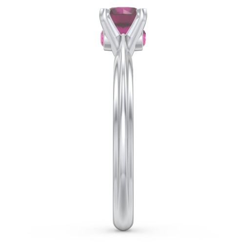 1/2 ct. Round Gemstone Peek-A-Boo Engagement Ring with Ridged Band – Sterling Silver with Ruby