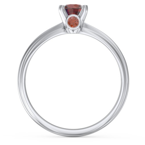 1/2 ct. Round Gemstone Peek-A-Boo Engagement Ring with Ridged Band – Sterling Silver with Garnet
