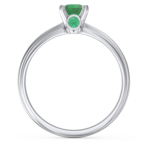1/2 ct. Round Gemstone Peek-A-Boo Engagement Ring with Ridged Band – Sterling Silver with Emerald