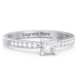 1/4 ct. Princess Gemstone Engagement Ring with Side Accent Stones
