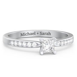 1/4 ct. Princess Gemstone Engagement Ring with Side Accent Stones