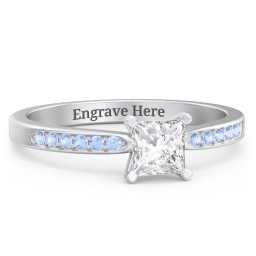 1/2 ct. Princess Gemstone Engagement Ring with Side Accent Stones