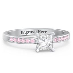 1/2 ct. Princess Gemstone Engagement Ring with Side Accent Stones