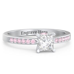 1/2 ct. Princess Gemstone Peek-A-Boo Engagement Ring with Side Accent Stones