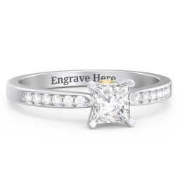 1/2 ct. Princess Gemstone Peek-A-Boo Engagement Ring with Side Accent Stones in 925 Sterling Silver with White Premium Zirconia and Citrine