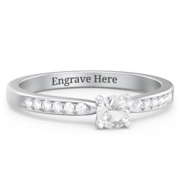 1/4 ct. Round Gemstone Engagement Ring with Side Accent Stones