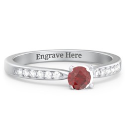 1/4 ct. Round Gemstone Engagement Ring with Side Accent Stones