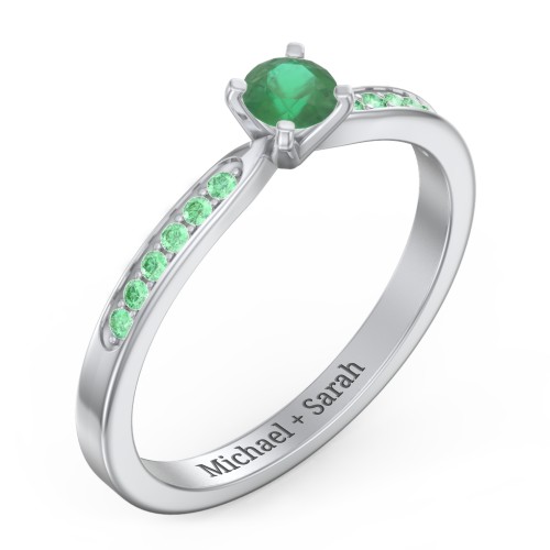 1/4 ct. Round Gemstone Engagement Ring with Side Accent Stones