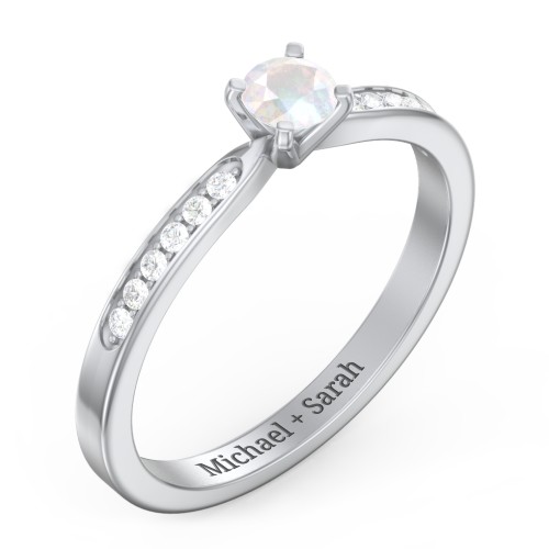 1/4 ct. Round Gemstone Engagement Ring with Side Accent Stones