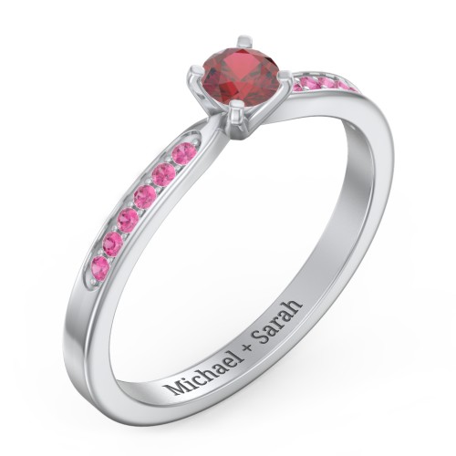 1/4 ct. Round Gemstone Engagement Ring with Side Accent Stones