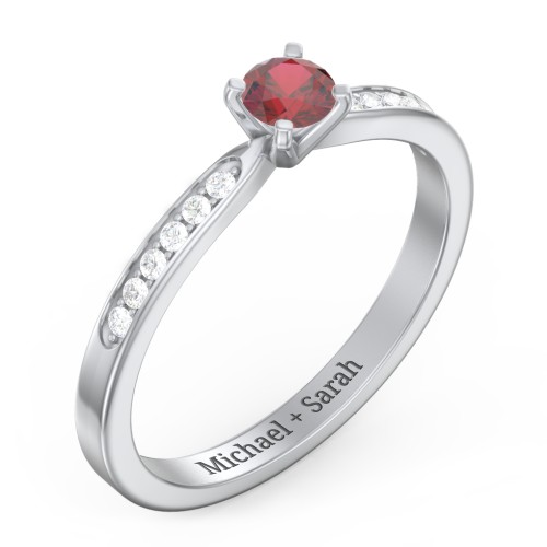 1/4 ct. Round Gemstone Engagement Ring with Side Accent Stones
