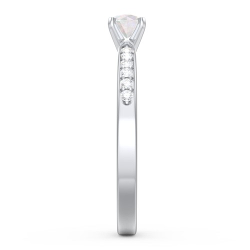1/4 ct. Round Gemstone Engagement Ring with Side Accent Stones