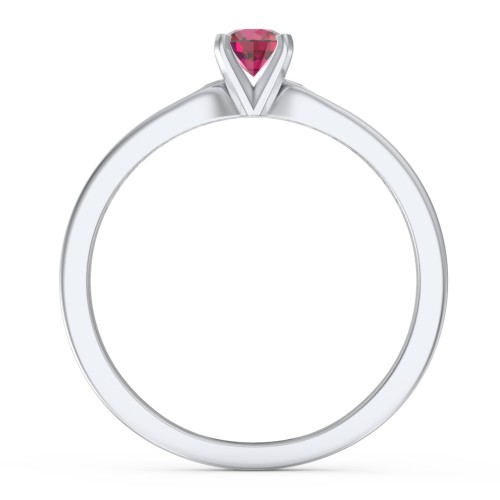 1/4 ct. Round Gemstone Engagement Ring with Side Accent Stones – Sterling Silver with Ruby and Red Premium Zirconia