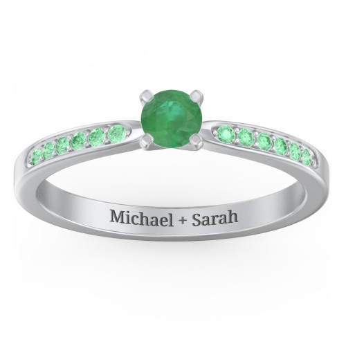 1/4 ct. Round Gemstone Engagement Ring with Side Accent Stones