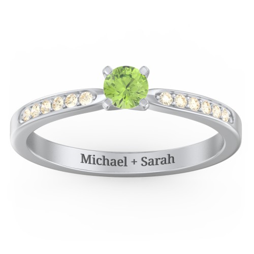 1/4 ct. Round Gemstone Engagement Ring with Side Accent Stones