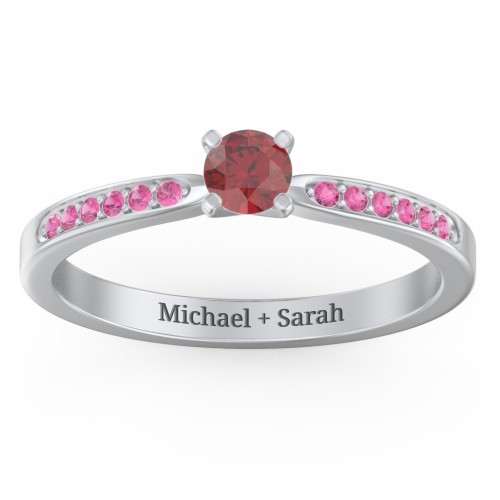 1/4 ct. Round Gemstone Engagement Ring with Side Accent Stones