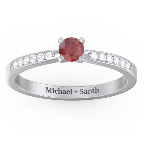 1/4 ct. Round Gemstone Engagement Ring with Side Accent Stones