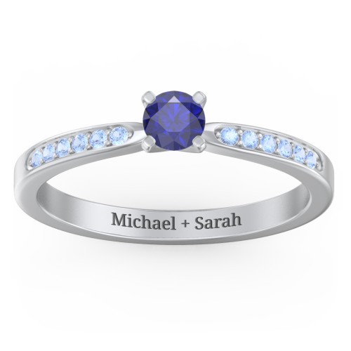 1/4 ct. Round Gemstone Engagement Ring with Side Accent Stones