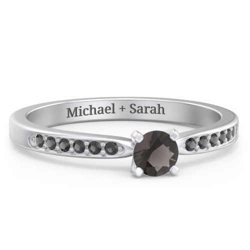 1/4 ct. Round Gemstone Engagement Ring with Side Accent Stones