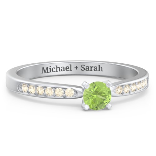 1/4 ct. Round Gemstone Engagement Ring with Side Accent Stones