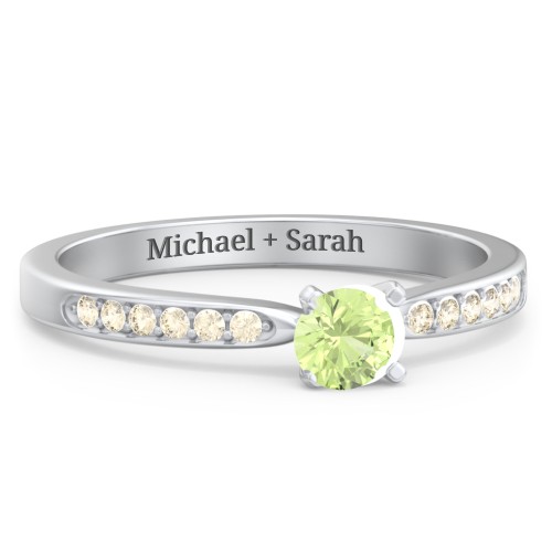 1/4 ct. Round Gemstone Engagement Ring with Side Accent Stones