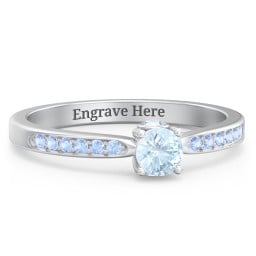1/4 ct. Round Gemstone Peek-A-Boo Engagement Ring with Side Accent Stones